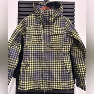 Burton Women’s Checkered Ski/Snowboard Jacket - Black and Yellow and Gray